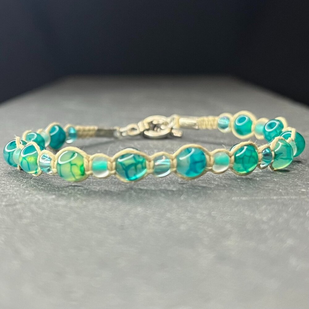 Braided Hemp Bracelet | Glass Beads | Handmade